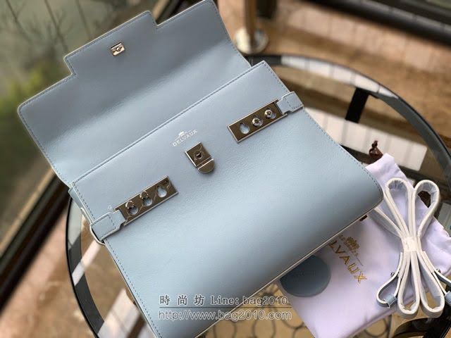 DELVAUX女包 比利時品牌 Tempete手袋 柔軟牛皮 德爾沃女手提包 中號手拎包 Delvaux單肩斜挎包 TP0028晴空藍  fcs1217